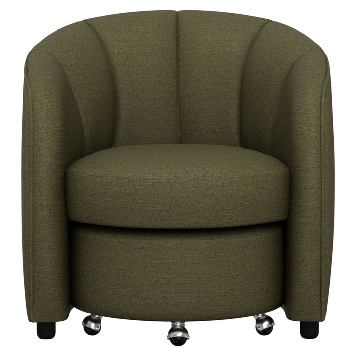 Barrel Chair With Nesting Ottoman - Forest Green