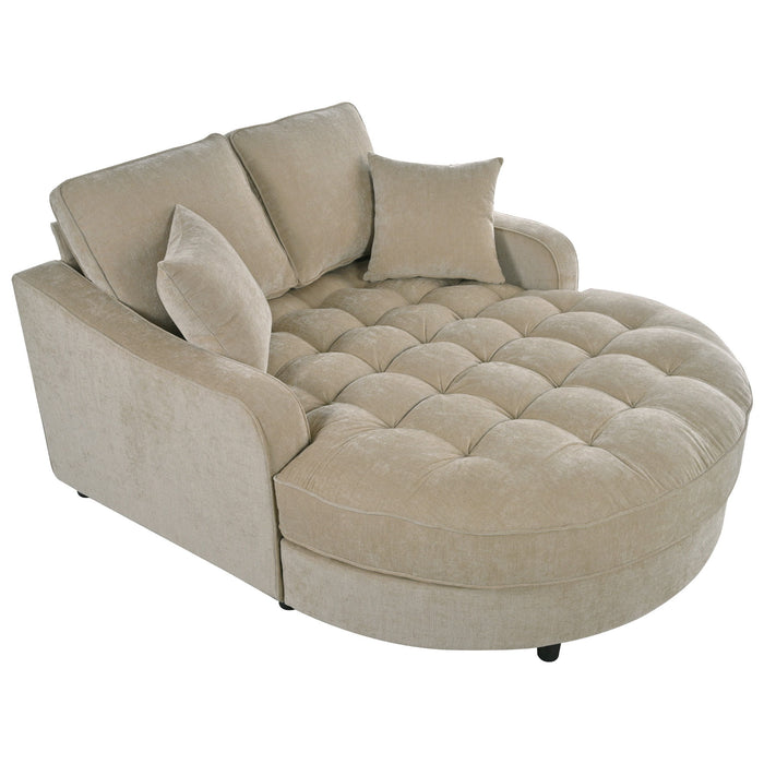Modern Chaise Lounge Upholstered Sofa Couch With Tufted Seat And Detachable Pillows For Living Room