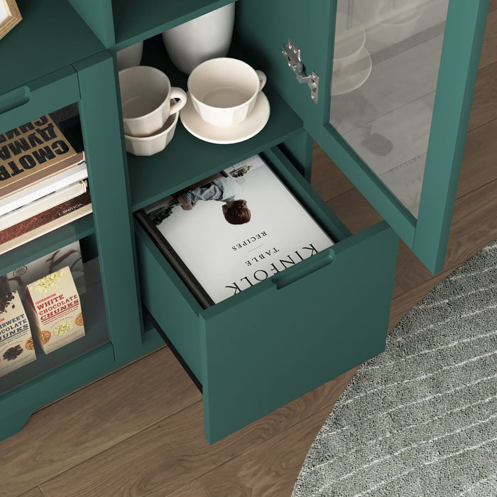 Modern Cabinet With Glass Doors And Drawer