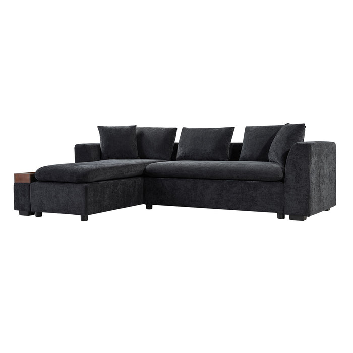 Modern L Shaped Sectional Sofa With Chenille Upholstery And Wooden Storage