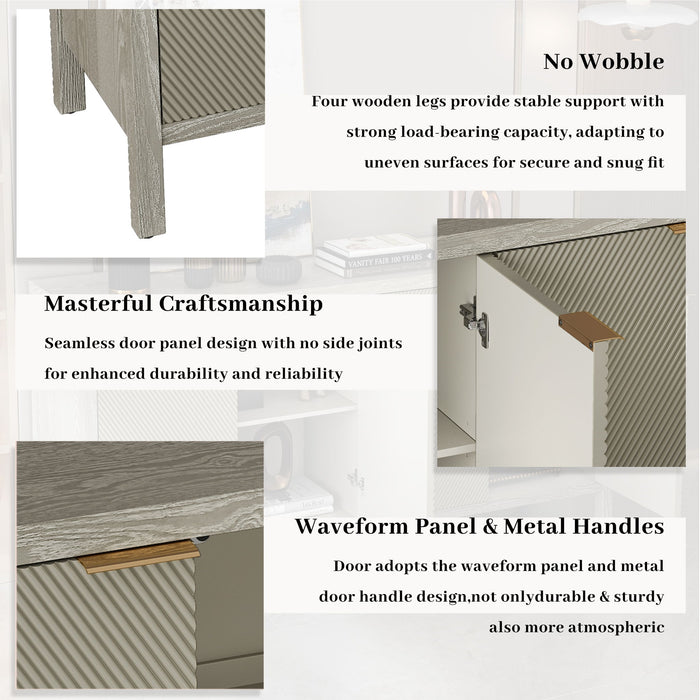 Buffet Cabinet With 4 Doors, Storage Sideboard For Living Room, Dining Room - Champagne