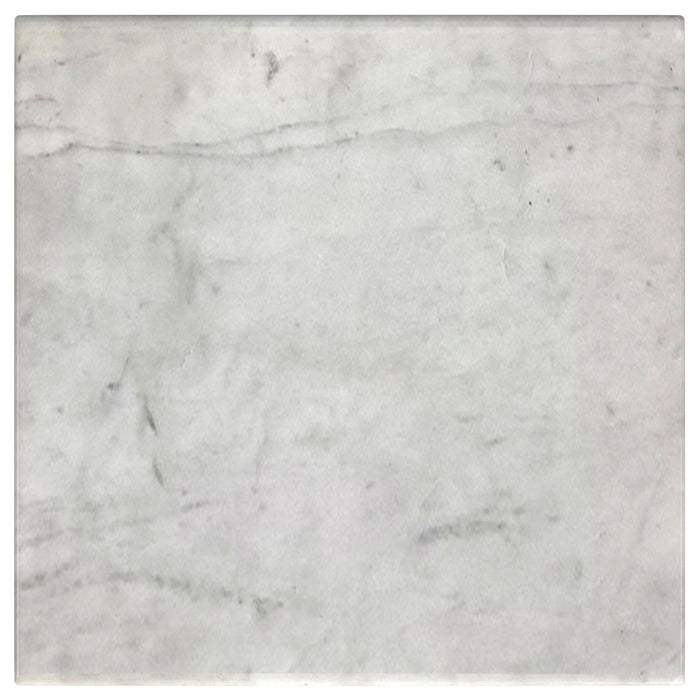 Ebby Square Genuine Marble Top Metal End Table White