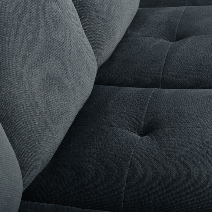 Modern L Shaped Fabric Sectional Sofa With Tufted Detail - Charcoal