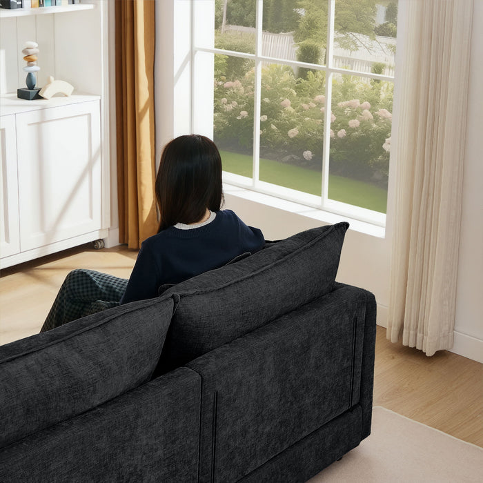 Modular L-Shaped Sectional Sofa With Movable Ottoman