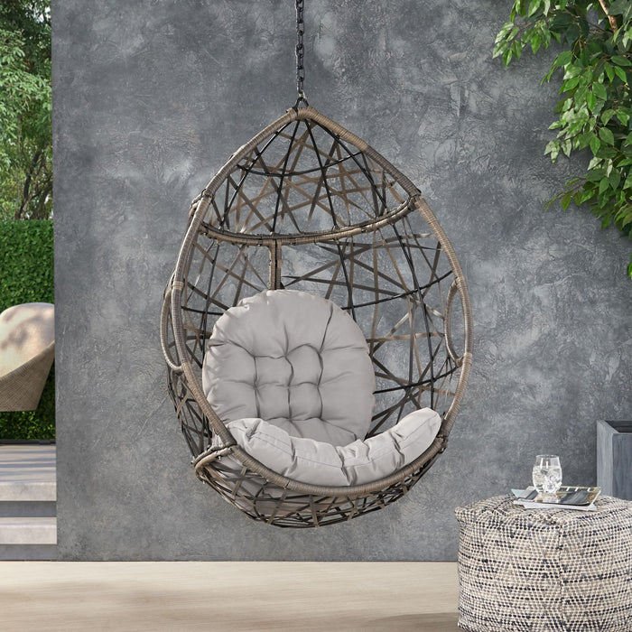 Marlin Hanging Egg Chair Basket With Teardrop Design - Gray