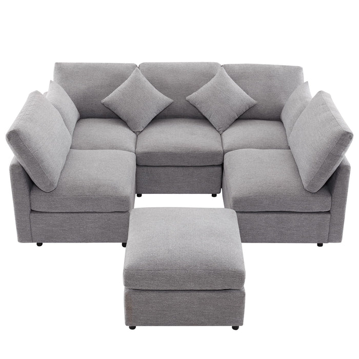 Sectional Sofa Modular U-Shaped With Ottoman & USB Ports