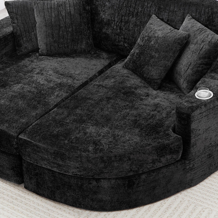 Boneless Design Upholstered Sofa Bed With Cup Holders