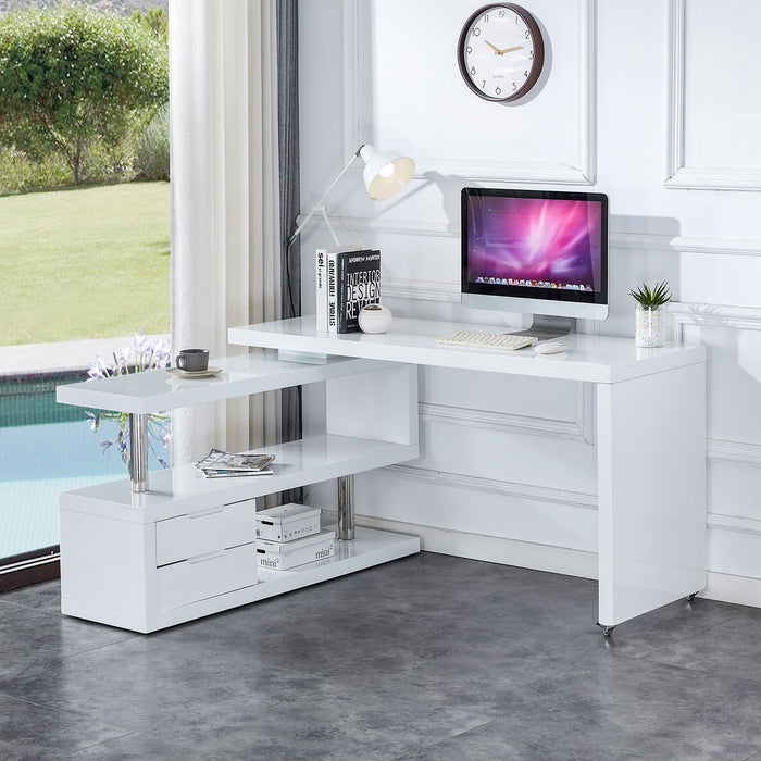 White Environmentally Friendly High - Density Board, Minimalist Corner Bookshelf And Office Desk, Desktop Computer Desk, Integrated Learning And Writing Corner Desk, Simple Home.