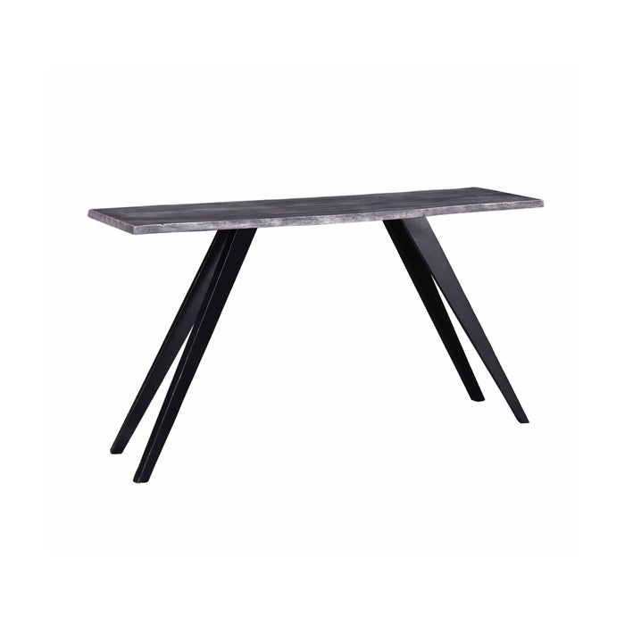Acacia Wood And Metal Console Table, Live Edge, Angled Legs, Modern Living Room Furniture - Gray / Black