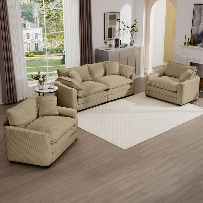 Elegant Corduroy Oversized Sectional Sofa Set With Deep Seats And Flexible Layout