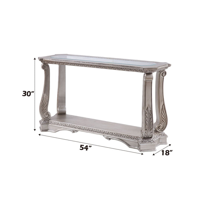Northville - Sofa Table - Clear Glass & Antique Silver