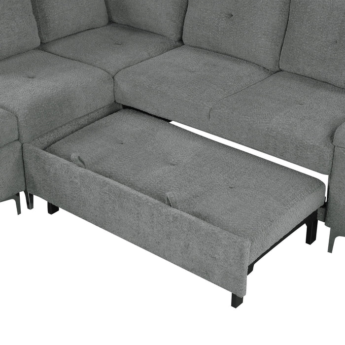 Versatile L Shaped Sofa Bed With Storage, Cup Holders, USB Ports Chenille