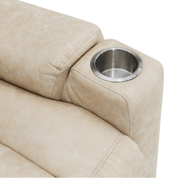 Nairi - Power Recliner With Lift & Heating & Massage - Ivory Leather Aire