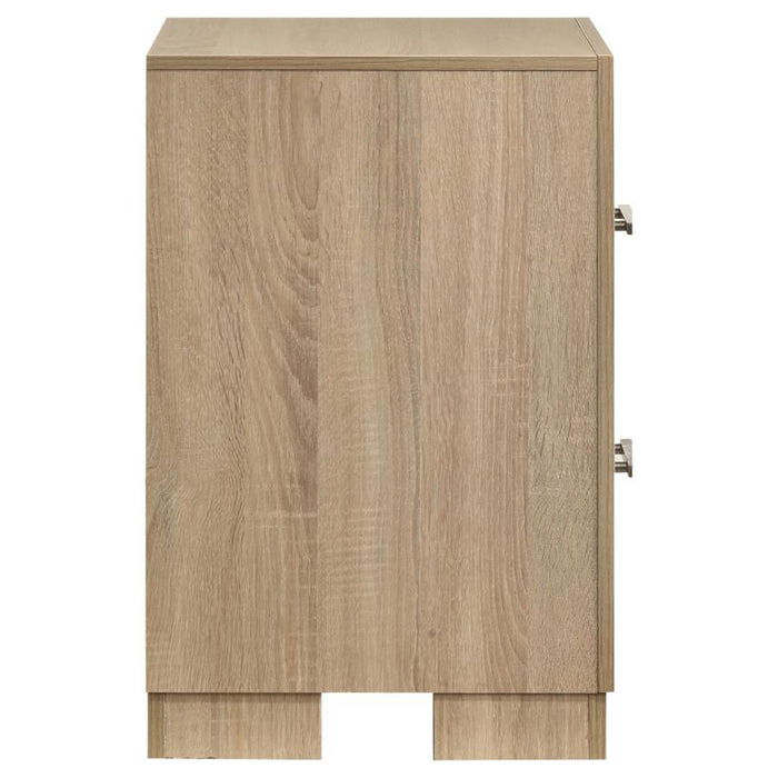 Arielle - 2-Drawer Bedroom Nightstand With Casters - Light Oak