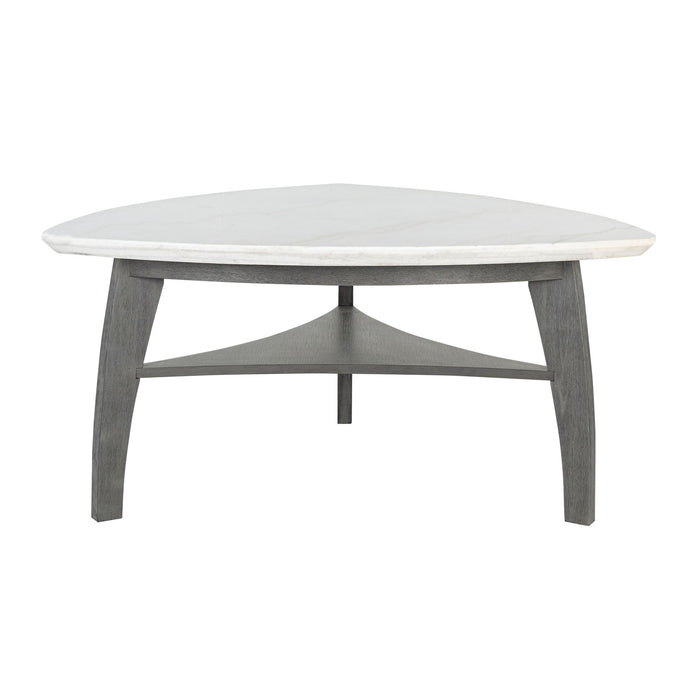 Jasmine - Bar Table With Arched Legs And Marble Top, Triangular Shape - Gray