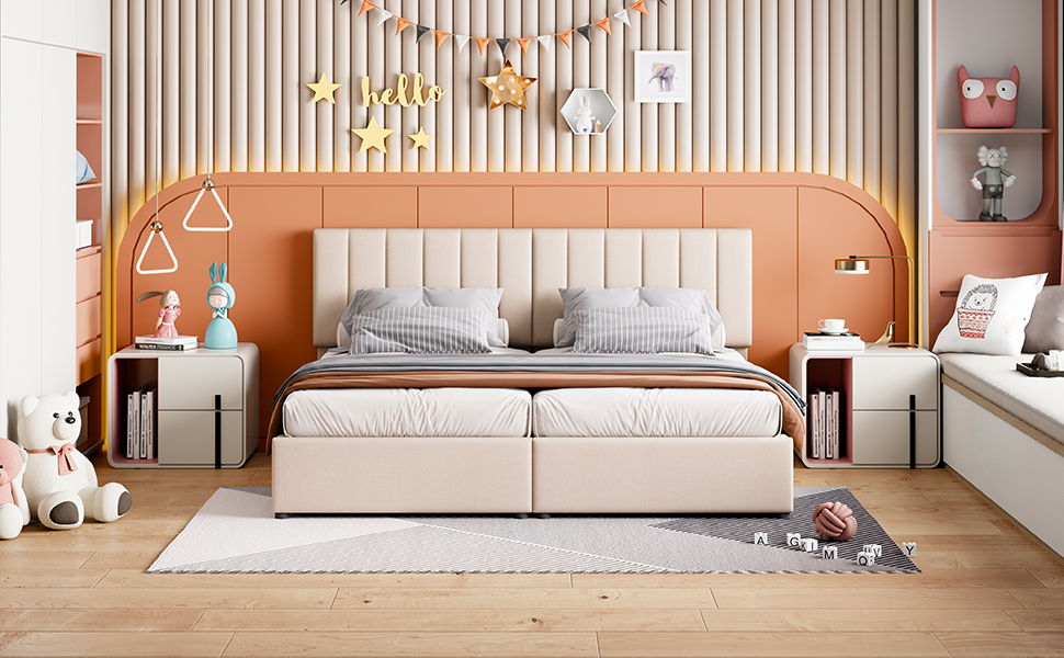 Upholstered Platform Bed With A Hydraulic Storage System