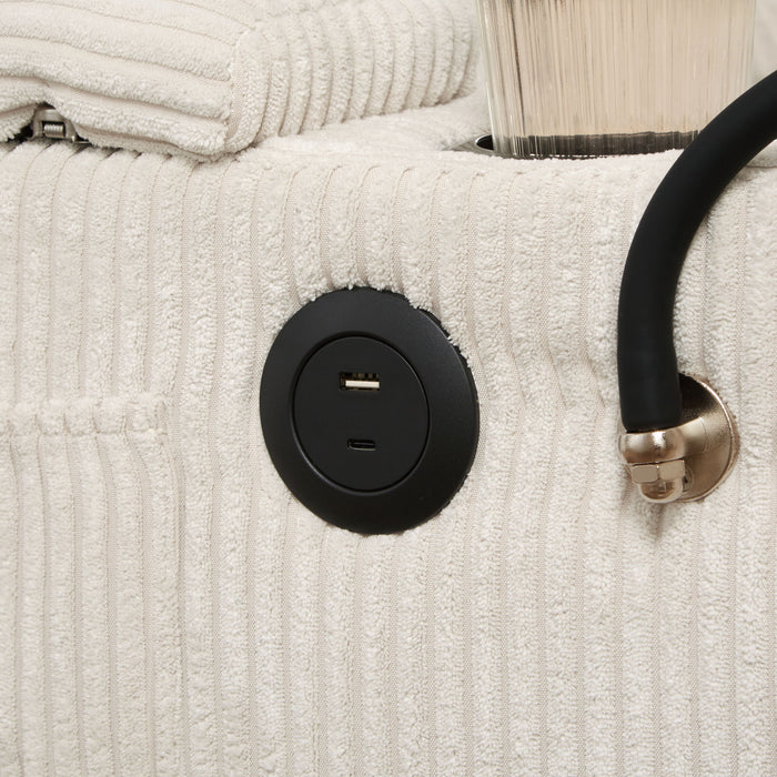 Convertible Chaise Lounge Sofa Chair With USB Ports, Cup Holders, Phone Holder And Storage