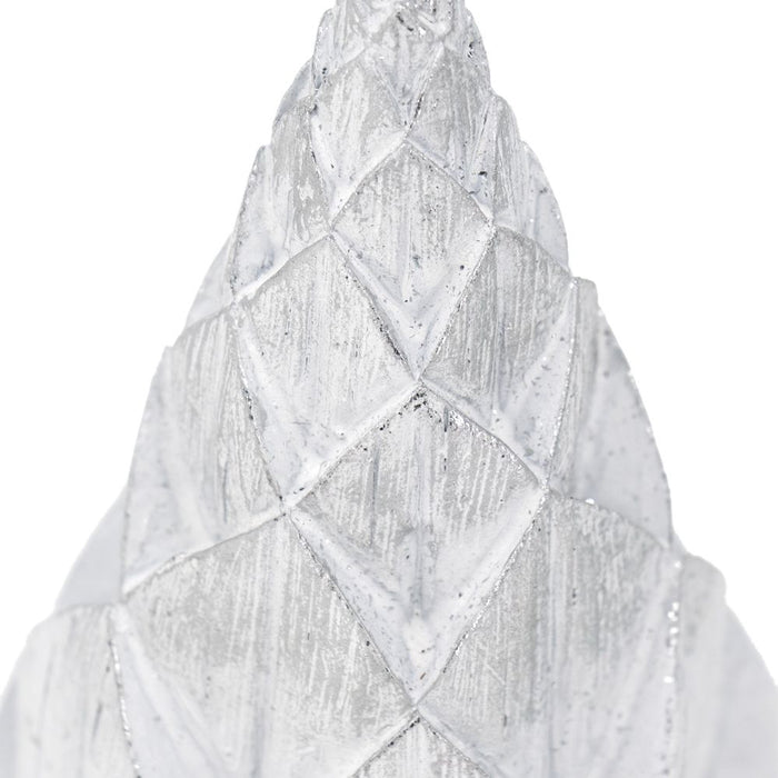 Resin / Foil Christmas Tree With Star Top (Set of 3) - White / Silver