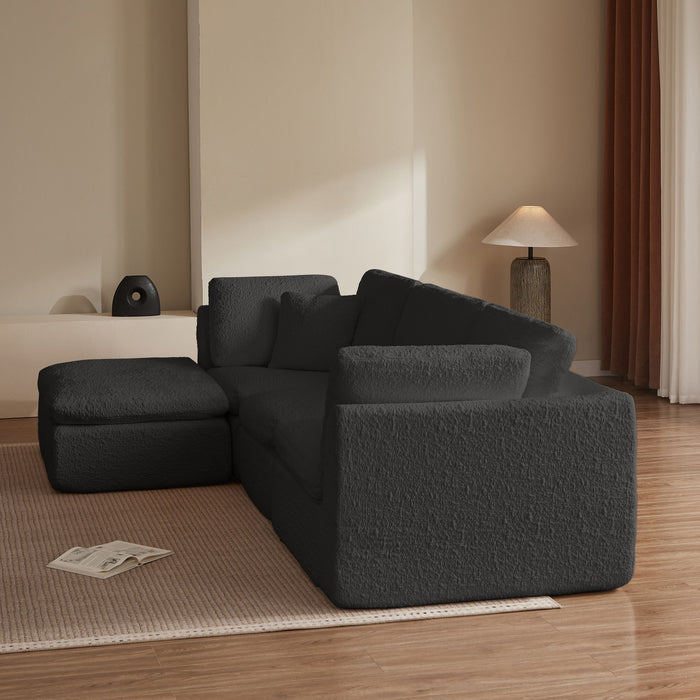 Cloud Sectional Couch, Convertible With Ottoman, 3 Seater Modular Design