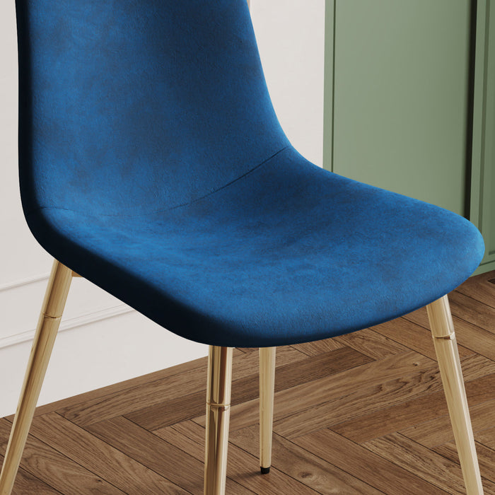 Fabric Dining Chairs (Set of 4) Upholstered Armless Accent Chairs Classical Appearance And Metal Legs - Blue