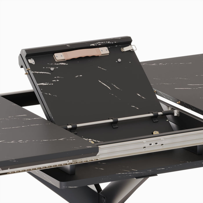 Extendable Dining Table Set With Curved Backrest Upholstered Chairs