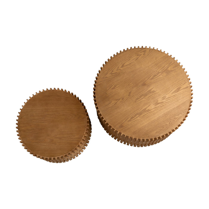 Cylindrical Coffee Table With Vertical Texture Relief