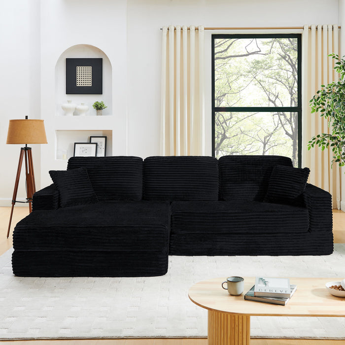 Modern Minimalist L Shape Modular Sectional Sofa, Corduroy Couch