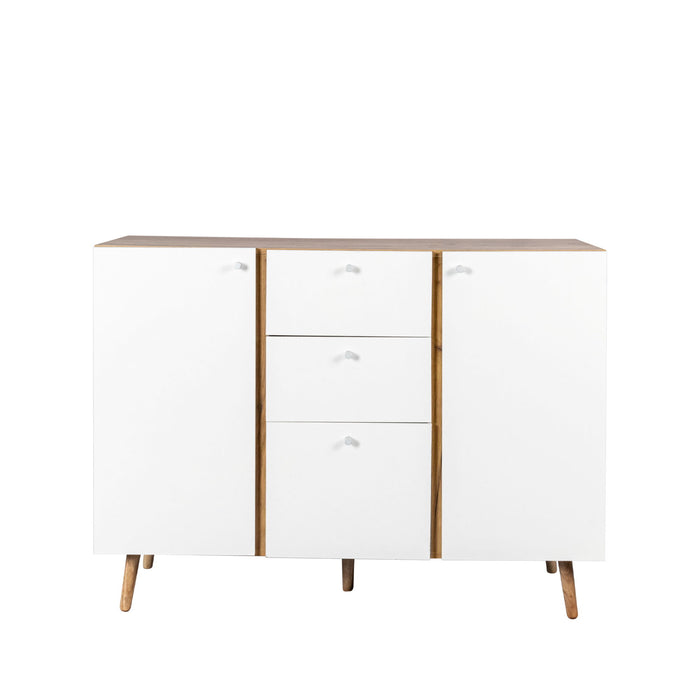 Sideboard Buffet Cabinet With 3 Drawers & 2 Doors, Buffet Cabinet With Adjustable Shelves For For Living Room Dining Room Hallway, Kitchen - White