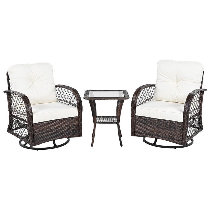 3 Piece Outdoor Chair & Table Set Chat Set, 2 Person Rattan Seating Group