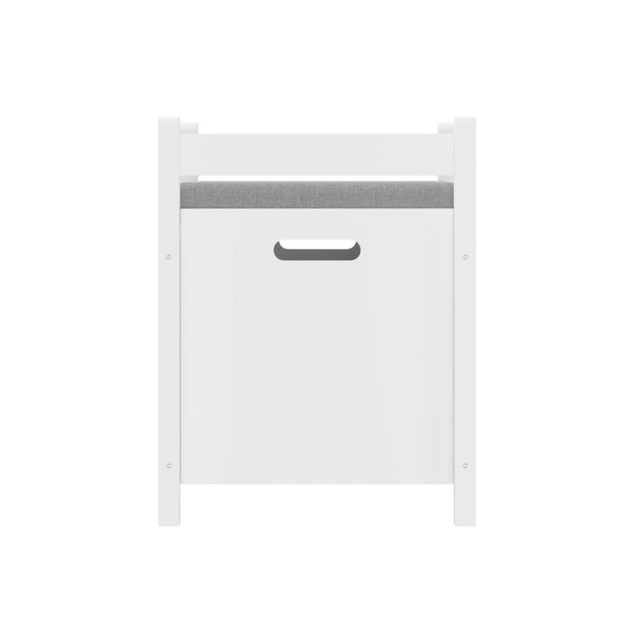 Kids Toy Box Chest Storage Cabinet With Cushion Seat Bench Flip Top Lid Safety Hinge - White