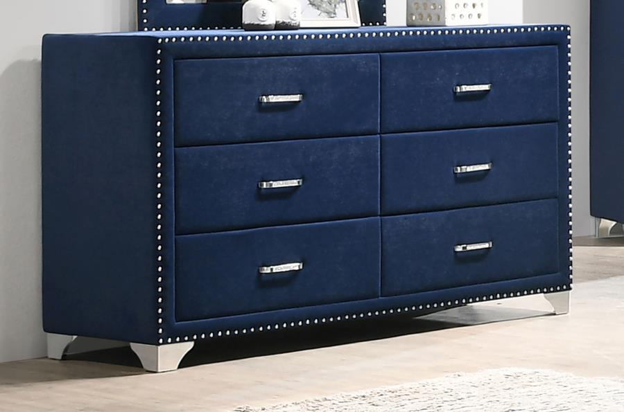 Melody - 6-Drawer Upholstered Dresser