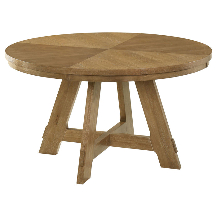 Kent - 5 Piece Dining Table Set With Upholstered Chairs - Brown Oak