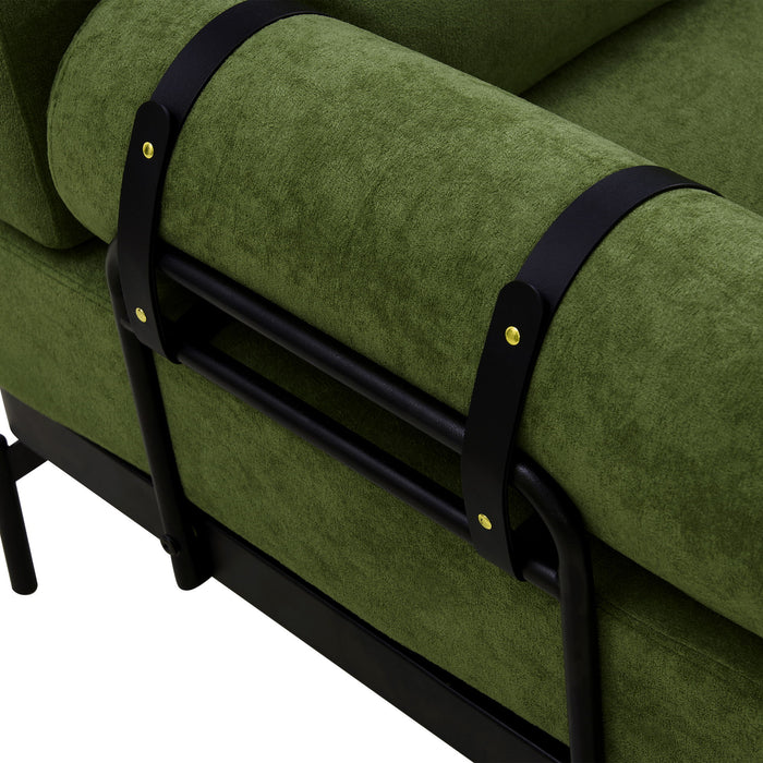 Modern Loveseat Sofa 2 Seater With USB Ports, Cylindrical Armrests