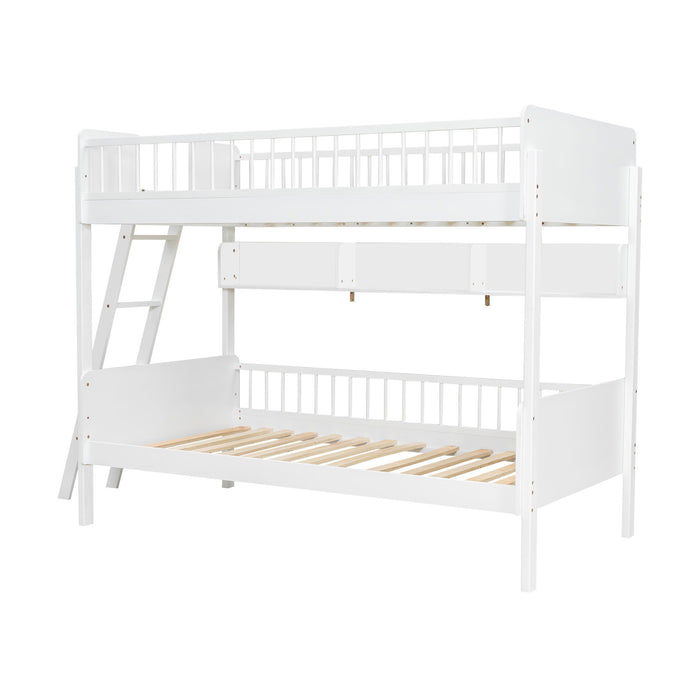Bunk Bed With 3 Storage Shelves, Adjustable Ladder Left Or Right