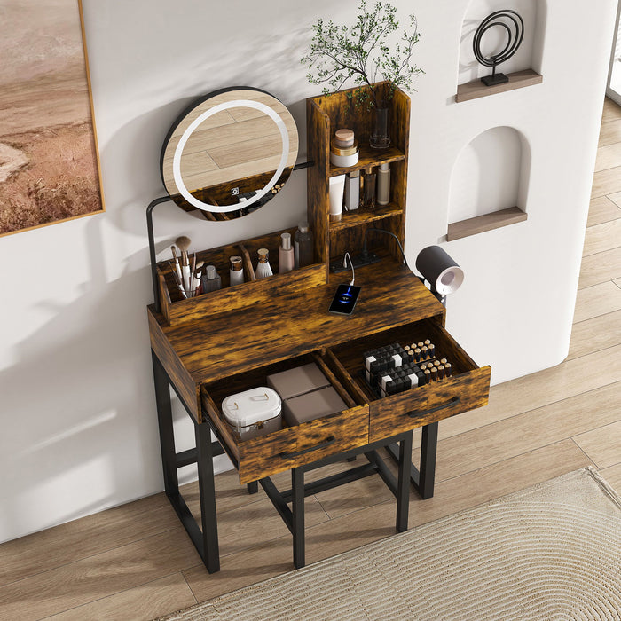 Makeup Vanity Table With LED Lights, 3 Color Options, Power Outlet