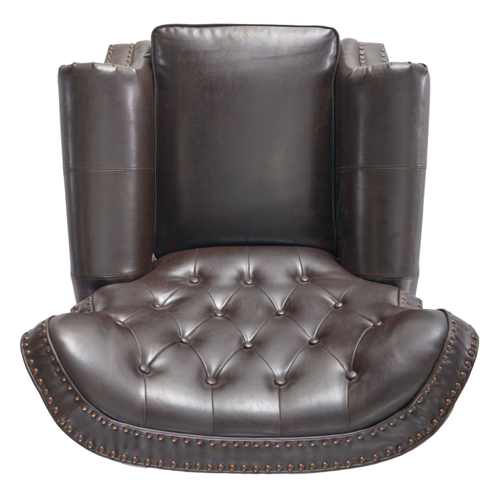 Contemporary Style Push Back Recliner With Button Tufted Stitching And Nailhead Trim