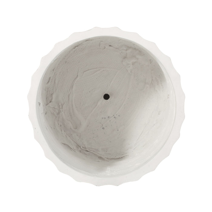 Planter With Subtle Pleated Design - Antique White
