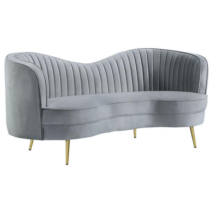 Sophia - 3 Piece Upholstered Channel Tufted Sofa Set - Gray