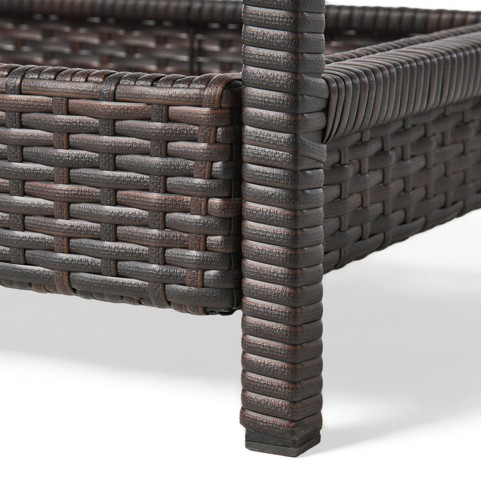 Resin Wicker Bar Cart With Metal Frame - Brown