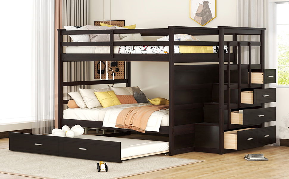 Bunk Bed With Twin Size Trundle And Staircase