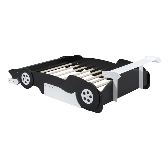 Race Car-Shaped Platform Bed With Wheels