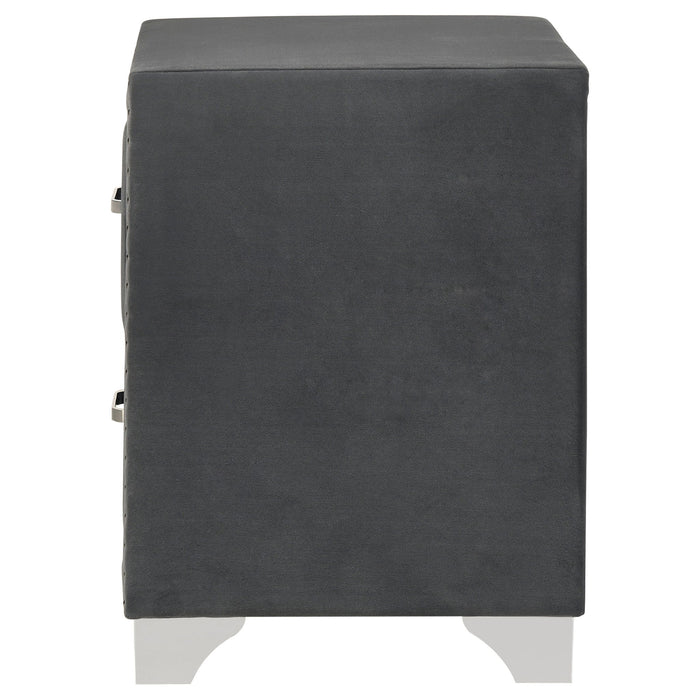 Melody Upholstered 2-drawer Nightstand Grey