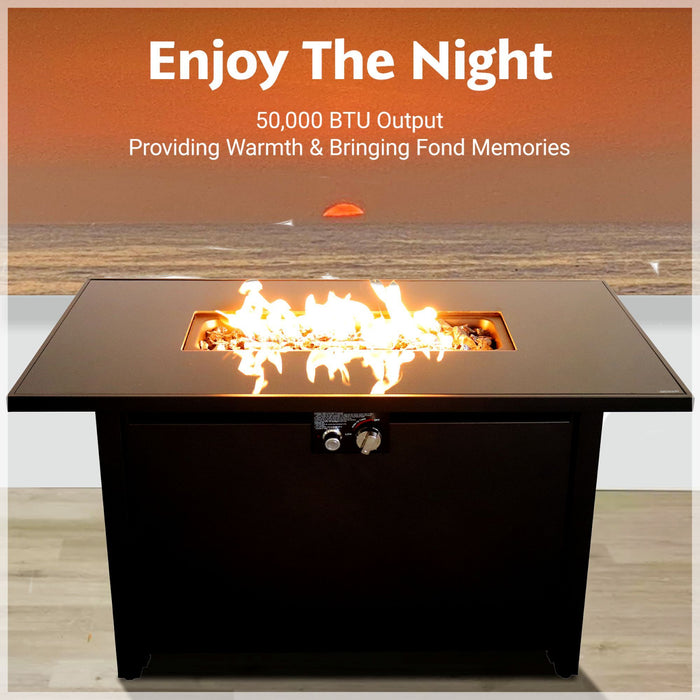 Outdoor Fire Pit Table With Lid Modern Design - Black