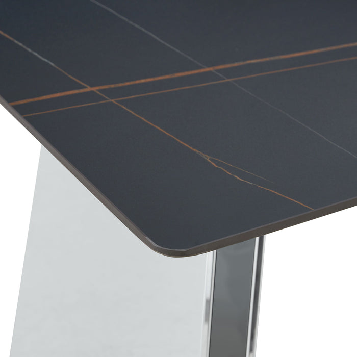 Modern Marble Patterned Dining Table With Stainless Steel Butterfly Legs