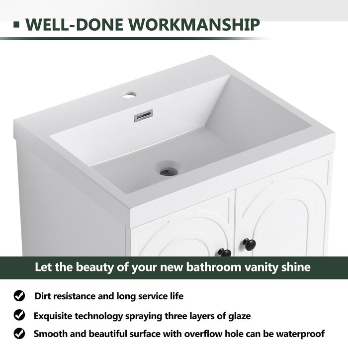 Contemporary Freestanding Bathroom Vanity With Resin Sink & Soft-Close Cabinet Doors