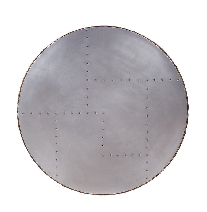 Tamas - 13" Coffee Table - Aluminum & Cocoa Top Grain Leather