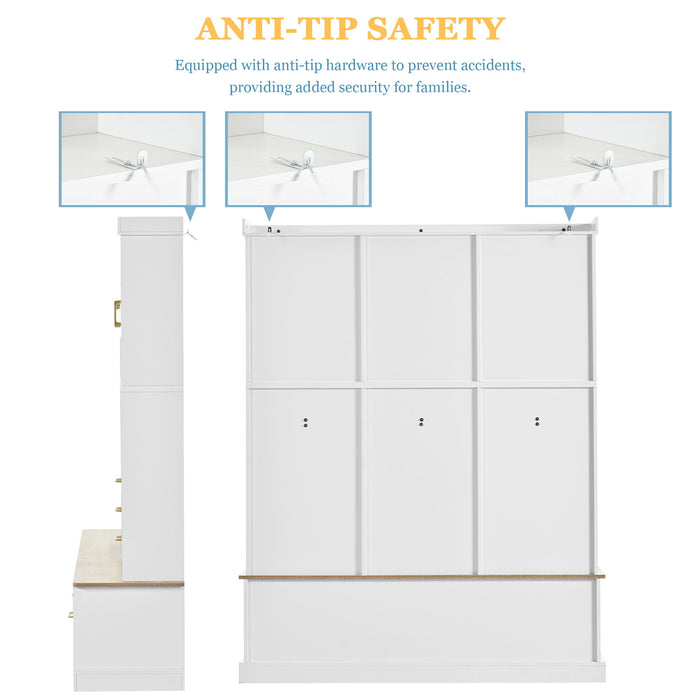 Entryway Hall Tree With Bench And Storage, 5 In 1 Coat Rack