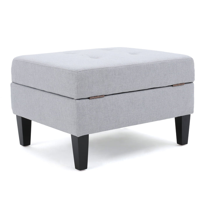 Storage Ottoman With Birch Wood Legs And Cushioned Top For Comfort