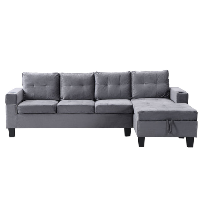 Modern Sectional Sofa Set With L Shape Chaise Lounge And Storage