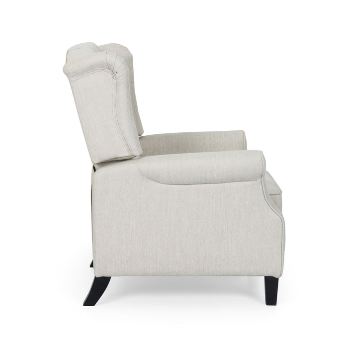 Contemporary Tufted Fabric Push Back Recliner - Beige